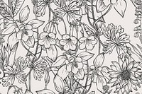 Floral line art social media banner, black and white hand drawn design