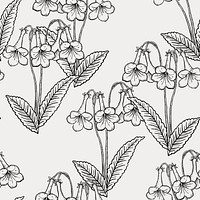 Seamless floral background, aesthetic minimal hand drawn pattern design psd