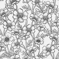 Seamless floral background, aesthetic minimal hand drawn pattern design psd