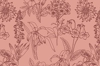 Hand drawn flower background, coloring book design vector