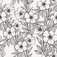 Seamless floral background, aesthetic minimal hand drawn pattern design psd