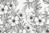 Floral line art social media banner, black and white hand drawn design