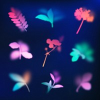 Gradient nature stickers, color neon graphic psd