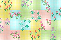 Patchwork colorful floral background, cute pattern design vector
