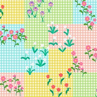 Floral patchwork pattern background, cute colorful design