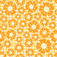 Gingham flower seamless background, colorful spring design vector