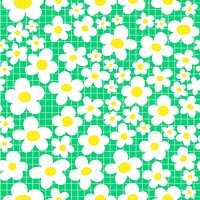 Daisy flower seamless pattern background, gingham design