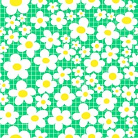 Floral gingham seamless background, cute feminine illustration vector