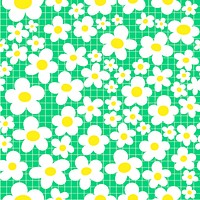 Floral seamless gingham background, cute feminine illustration psd