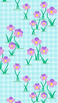 Violet gingham phone wallpaper, pastel high resolution background