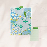 Floral mood board mockup, colorful design psd