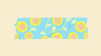 Aesthetic sunflower washi take sticker, kidcore element vector