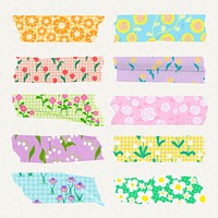 Flower clipart, cute pastel color design collection psd