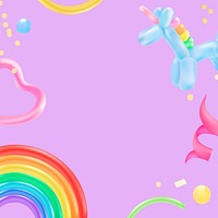 Cute birthday Facebook post frame, balloon animal background vector