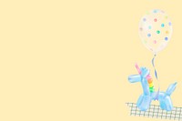 Unicorn birthday background, cute balloon art vector