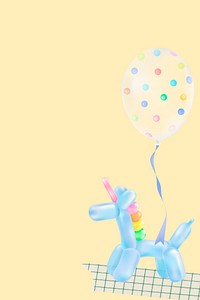 Unicorn birthday background, cute balloon art