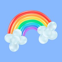 Rainbow balloon art collage element psd