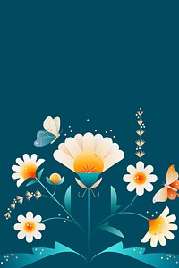 Aesthetic floral graphic background, vertical botanical design
