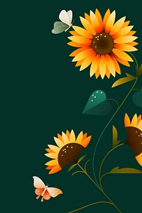 Aesthetic Sunflower background, vertical botanical border design