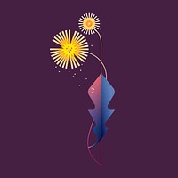 Dandelion sticker design, illustrative floral vector