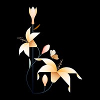 Lilies sticker design, illustrative floral psd