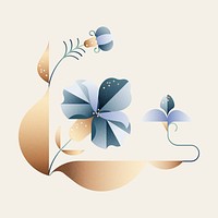 Geometric blue irises sticker design, flower illustration vector