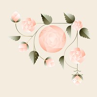 Aesthetic pink roses sticker design, psd