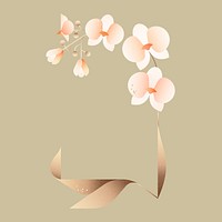 Pink orchids flower collage element, nature illustration