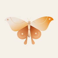 Geometric orange butterfly sticker, animal illustration vector