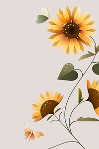 Sunflower gray background, border design vector