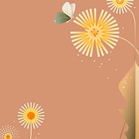 Aesthetic dandelion background, floral border design psd