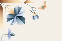 Beige background, aesthetic floral border design vector