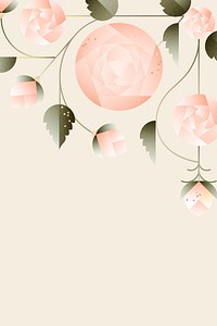 Geometric nature background, pastel design, floral border vector