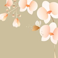 Orchids background, aesthetic floral border design psd