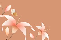 Orange background, aesthetic floral border design vector