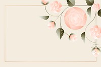 Roses beige gold frame design psd