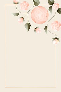 Beige background, floral gold frame design psd