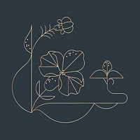 Aesthetic floral line art sticker design, vector