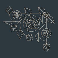 Gold rose, geometric line art design vector