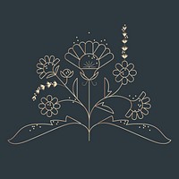 Gold flower, geometric line art design vector