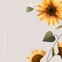 Blooming sunflower frame background design vector