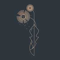 Gold flower, geometric line art design psd