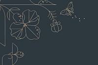 Irises line art graphic background, gold border design