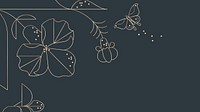 Floral nature graphic desktop wallpaper, gold border design