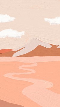 Desert iPhone wallpaper, watercolor painting illustration design