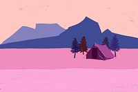 Camping background, landscape design, paint brush design psd