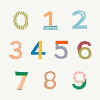 Colorful numbers elements, patterned number vector