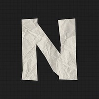 Paper texture letter N collage element, English alphabet vector