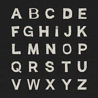 Paper texture English alphabets elements, patterned letters psd