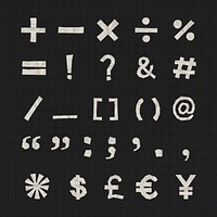 Paper texture signs set, symbols vector
